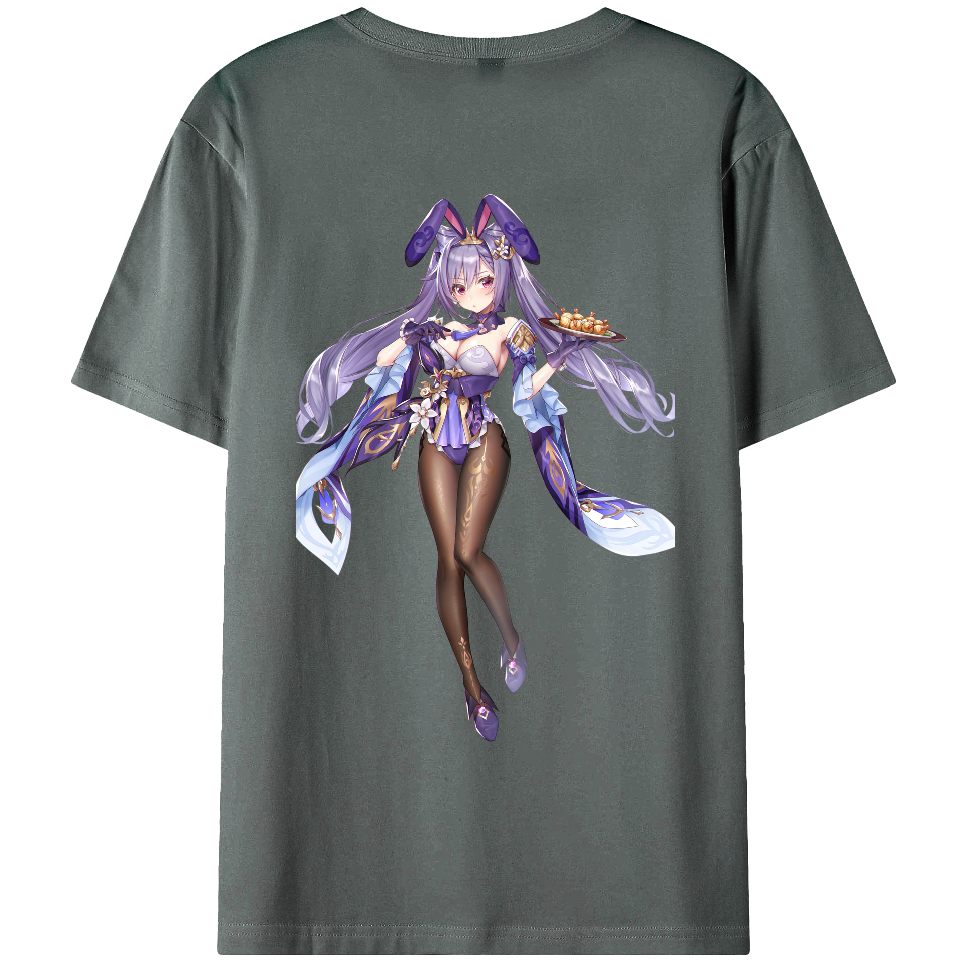 げんし神 刻晴 こくせい genshin Kokusei 綿100％ メンズ半袖Tシャツ（バックプリント） 通気性